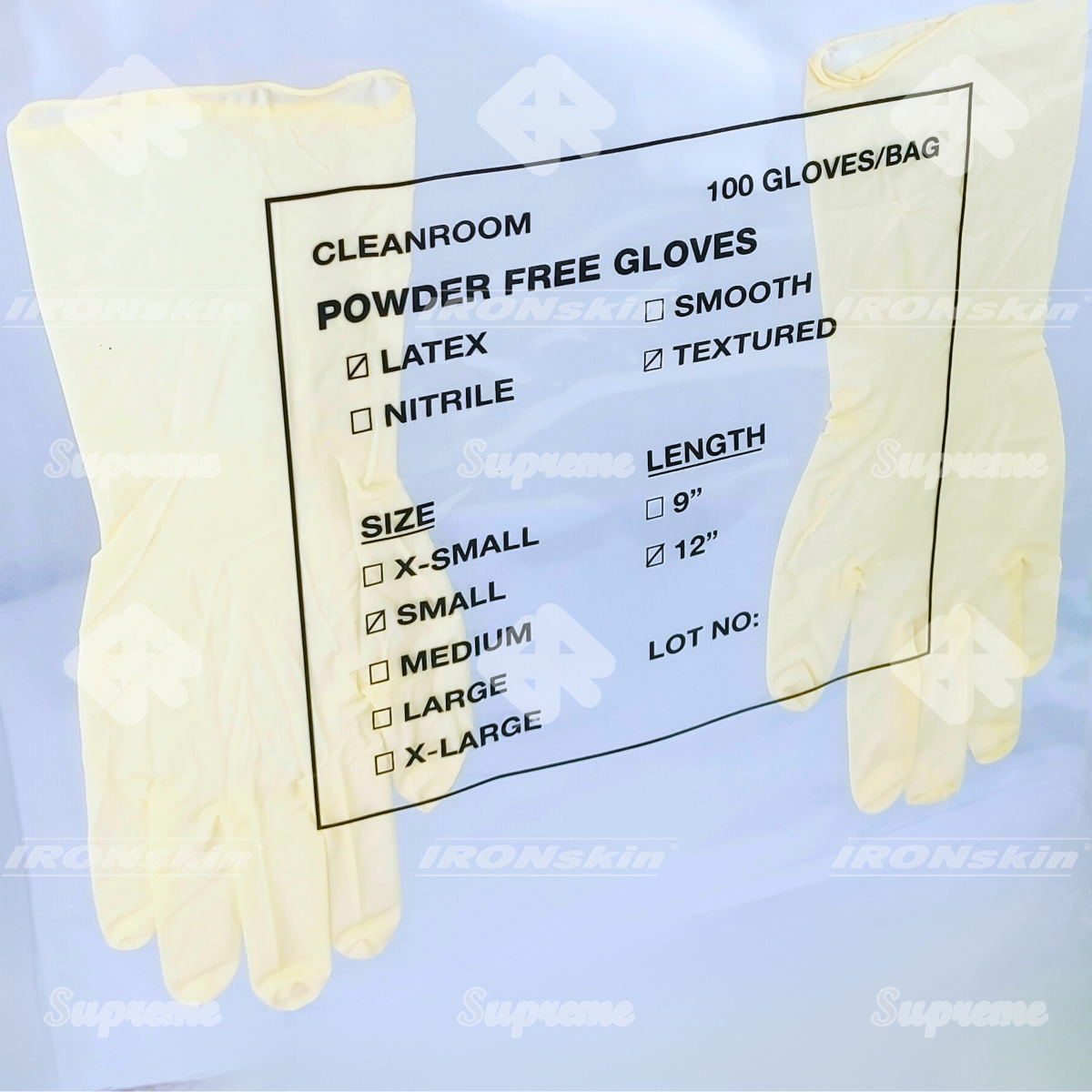 12” Powder Free Latex Examination Gloves Double Chlorinated 1