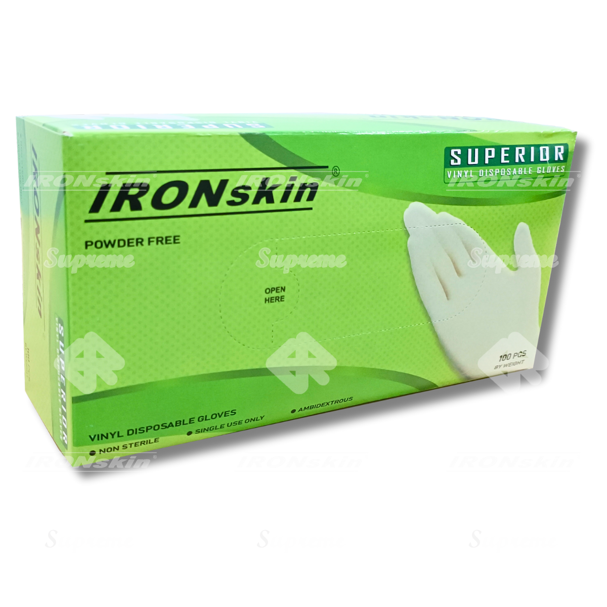 IRONskin 9” Powder Free Vinyl Examination Gloves, 4.5g 1